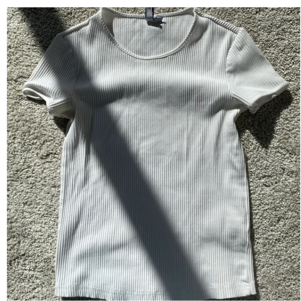 & other stories womens ribbed white t shirt size 6